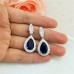  SELOVO Silver Tone Women Prong Blue Cubic Zirconia Party Sapphire-color Dangle Earrings